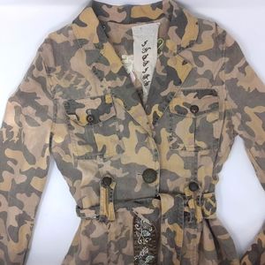 Camouflage Light weight Linen Belted Jacket M